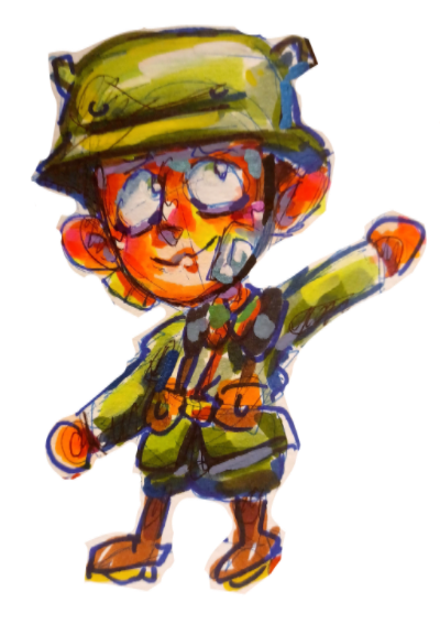 Drawing of WW1 German soldier in a chibi style