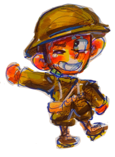 Drawing of WW1 British soldier in a chibi style