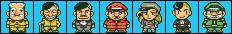 Sprite art of Super Famicom Wars cast standing in a row