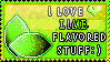 Stamp that reads 'I love lime flavored stuff'