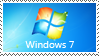 A stamp of the Windows 7 default background with text that reads 'Windows 7' under the Windows logo.