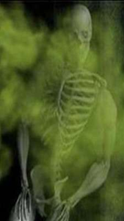 Skeleton in fart cloud